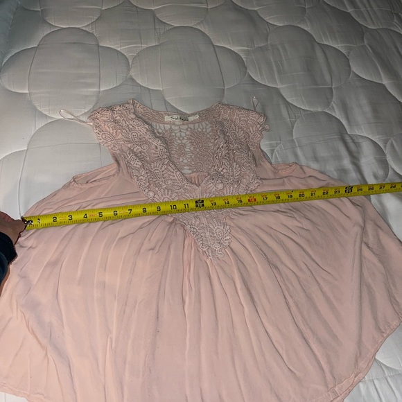 Solitaire Pink Lace Top Short Sleeve Blouse Size S - Picture 8 of 10
